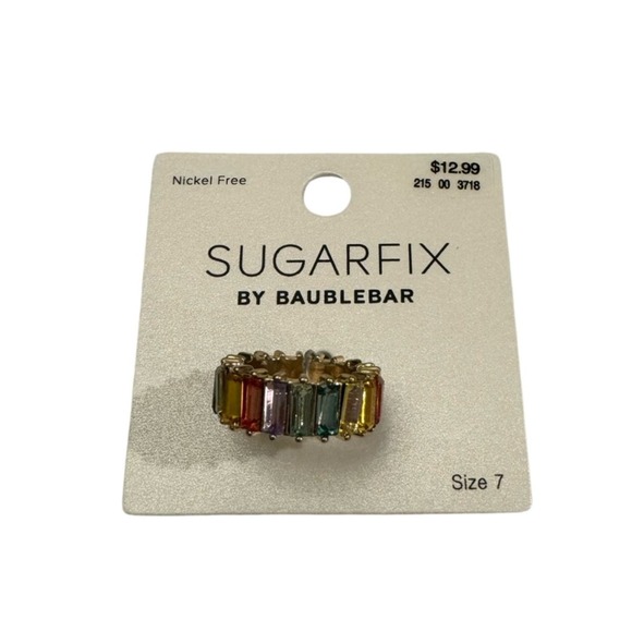 SUGARFIX by BaubleBar Pastel Colored Wide Baguette Ring - Picture 1 of 6